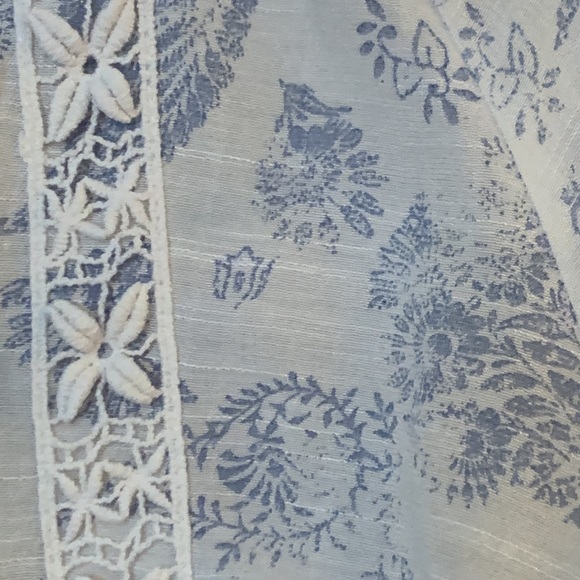 Living Doll Sheer Top in white & blue with crochet accents size medium - Picture 3 of 4